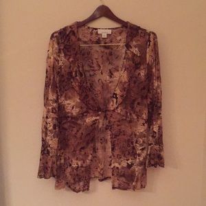 Women’s bell sleeve see through blouse with